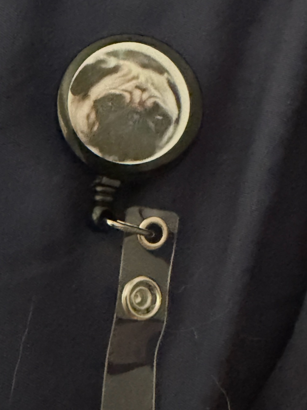 Retractable Badge Reel with Pug Design - Black